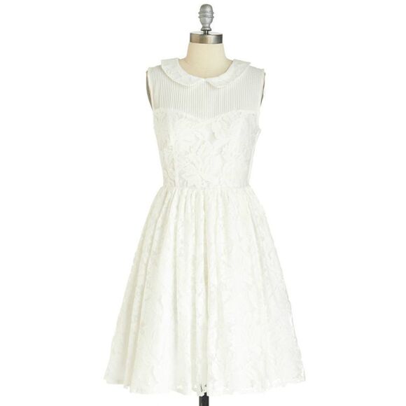 ModCloth Fit Flare Wedding Mini Dress Lace Sz XS - Picture 1 of 8